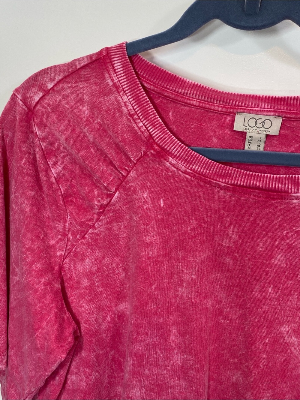 LOGO by Lori Goldstein Pink Mineral-Wash Short Sleeve Swing Tee - Picture 3 of 4
